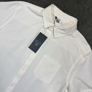 VRST Button Up Shirt Mens Large White Short Sleeve Wrinkle Resistant UPF 50 NWT